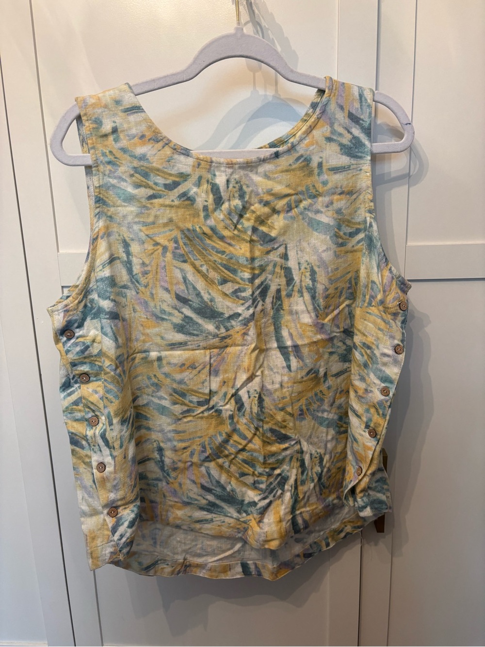 CHARLIE B Tropical Leaf Print Tank Top - Yellow & Green